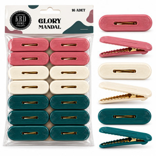 16PCS ÇAMAŞIR MANDALI RENKLİ PLASTİK - KABARTMA DESENLİ (5586)