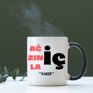  Kişiye Özel İsimli Esprili Sihirli Kupa Bardak - Arkadaşa Hediye Ağzınla İç Tasarımlı Renk Değiştiren Kupa