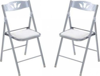 Eportatif Katlanır Mutfak Sandalyesi Kırma Koltuk Beyaz 2 Adet 1054