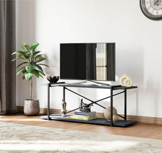 Eportatif Televizyon Ünitesi Tv Standı Raflı Metal Sehpa Füme 1381