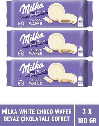 Milka White Choco Wafer Beyaz Çikolatalı Gofret 180 gr - 3 Adet