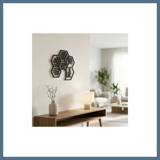BuradaBulabilirsin Hayat Ağacı Duvar Tablosu MDF Lazer Kesim Altıgen Geometrik Modern Duvar Süsü BBZ
