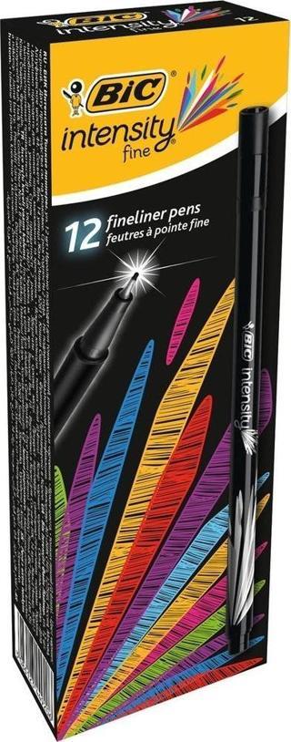 Bic Keçe Uç Kalem İnterstiy Fine Liner İnce Uçlu Kalem Siyah (12 Li Paket)