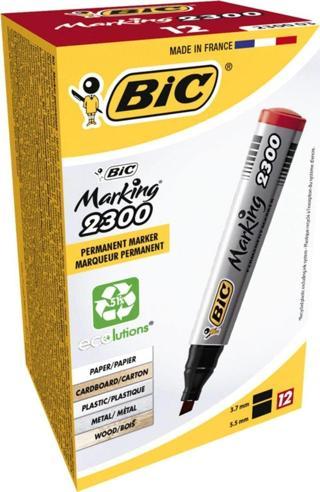 Bic Markör Permanent Kesik Uçlu Kırmızı (12 Li Paket)