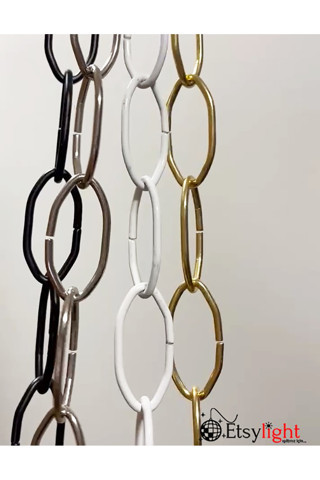 Etsylight Oval Renkli Metal Zincir, 3 Metre Beyaz Renk, Avize Zinciri, Metal Zincir, Zincir