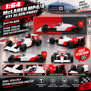 1/64 McLaren MP4/4 #11 Alain Prost 1988 Japanese Grand Prix 2nd Place (adet fiyatıdır)
