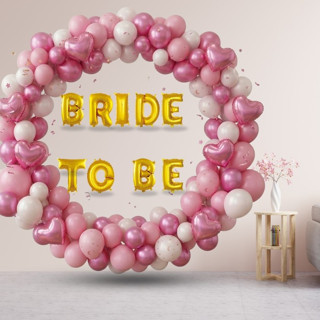 Bride To Be Temalı Gold Folyo Harf Pembe Beyaz Fuşya Balonlar Pembe Kalp Süsleme