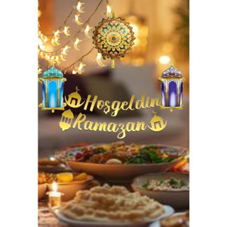 3 Yıldız Hilal Ledli Hoş Geldin Ramazan Süslemesi
