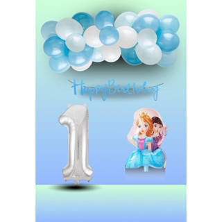 9 Yaş Tedaks Frozen Tema Ikili Prenses Folyo Balon Mavi Beyaz Balon Gümüş Rakam Mavi Banner Doğum Günü Seti