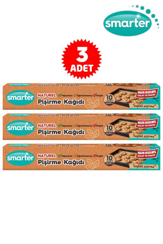 SMARTER Naturel Ağartılmamış 3 Paket Yağlı Pişirme Kağıdı 10 Lu X 3