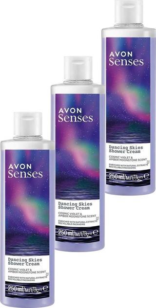 Avon Senses Dancing Skies Menekşe ve Ahududu Kokulu Kremsi Duş Jeli 250 Ml. Üçlü Set