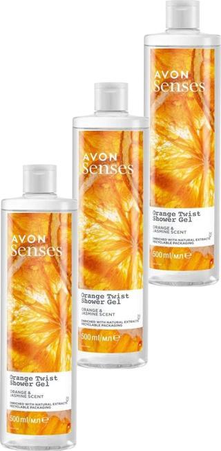 Avon Senses Orange Twist Portakal ve Yasemin Kokulu Duş Jeli 500 Ml. Üçlü Set