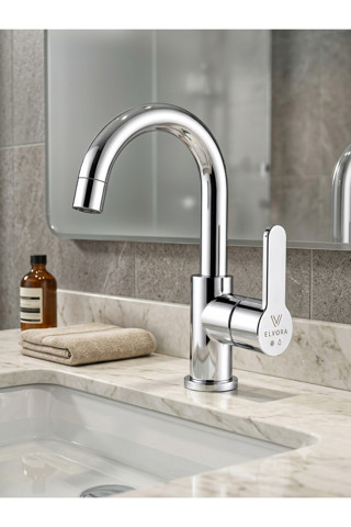 Elvora Silver Lüx Banyo Lavabo Bataryası