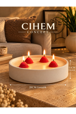 Cihem Concept Strawberry Flame - Dev Boy Çilek Figürlü Çilek Kokulu Doğal Mum Kasesi