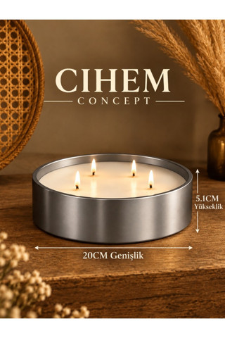 Cihem Concept Dev Boy Krom Renk Vanilyalı Mum Kasesi