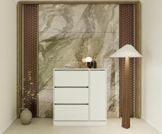 KORİKOS DÜŞER KAPAKLI AYAKKABI DOLABI BEYAZ