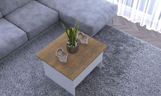 Esyah Ahşap- Beyaz Orta Sehpa