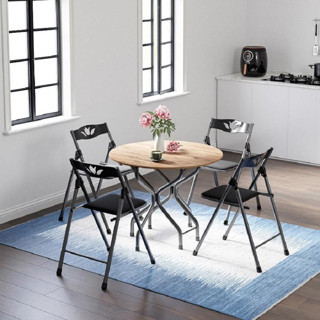 Eportatif Mutfak Masa Sandalye Takımı Bahçe Yemek Masa Seti Yuvarlak Çam 1387