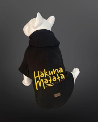 Kedi & Köpek Kıyafeti Sweatshirt - Hakuna Matata Baskılı Siyah Sweatshirt