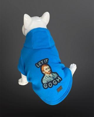 Kedi & Köpek Kıyafeti Sweatshirt - Let It Gogh Baskılı Mavi Sweatshirt