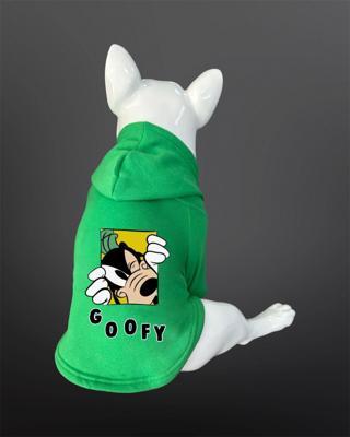 Kedi Ve Köpek Kıyafeti Sweatshirt - Goofy Baskılı Yeşil Sweatshirt
