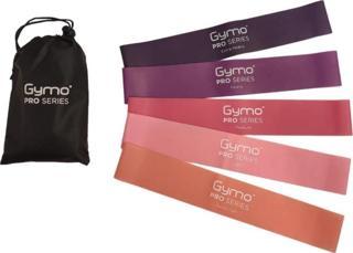 Gymo Pro Series Çantalı Direnç Bandı Fitness Pilates Esnetme Lastiği 5'li Set Mor