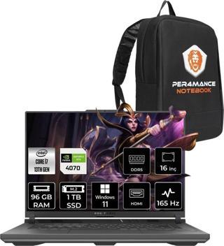 Asus ROG STRIX G16 i7-13650HX 96GB 1TB SSD RTX4070/8GB 165HZ 16" WUXGA W11P N3189 & PER4 Çanta