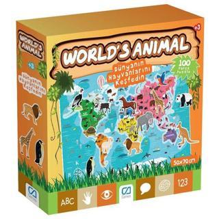 Ca Games Worlds Animal 100 Parça Çocuk Puzzle