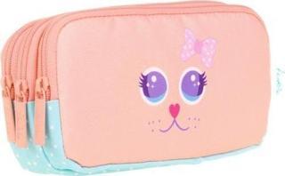 Kaukko Kıds 3 Bölmeli Kalem Çantası (cute Face Cat)
