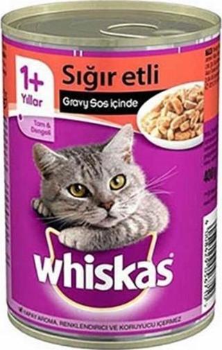 Whiskas Gravy Soslu Sığır Etli Yetişkin Kedi Konservesi 12 Adet 400 Gr