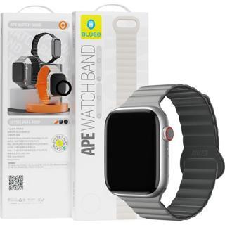 Blueo Apple Watch 42/44/45/49mm Gri Magnetic Silicone Watch Band Saat Kordonu