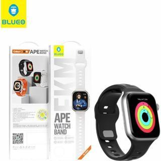 Blueo Fluoro Rubber Sport Watch Band Apple Watch 42/44/45/49Mm Uyumlu Siyah Kordon