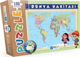 Blue Focus 100 Parça Dünya Haritası Puzzle