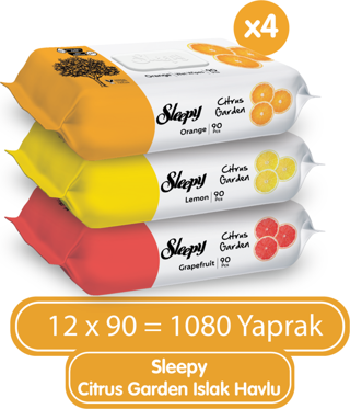 Sleepy Citrus Garden Islak Bebek Havlusu 12x90 (1080 Yaprak)