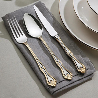 Nehir lalezar gold altın çatal kaşık bıçak takımı seti 18 parça 6 kişilik