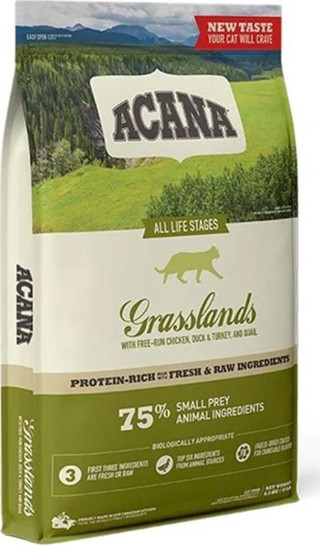 Acana Grasslands Tavuk Ördek Hindi ve Bıldırcın Etli Yetişkin Kedi Maması 1800 G