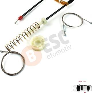 ESC Otomotiv BMW 5 Serisi E39 04/1999-2004 4/5 Kapı Makyajlı Kasa 51358252429 İçin Arka Sol Cam Kriko Tamir Seti