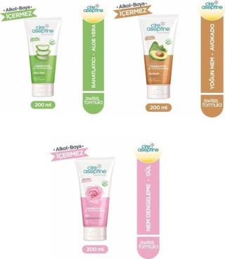 Cire Aseptine Soft Prebiyotik Karma Set Aloevera,Avakado,Gül El,Yüz ve Vücut Kremi 200 Ml 