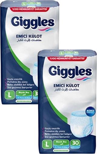 Giggles Külotlu Yetişkin Hasta Bezi Büyük Boy L Beden 30 Lu X 2 Adet