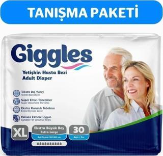 Giggles Yetişkin Bel Bağlamalı Hasta Bezi Ekstra Large 30'Lu 1 Paket 30 Adet