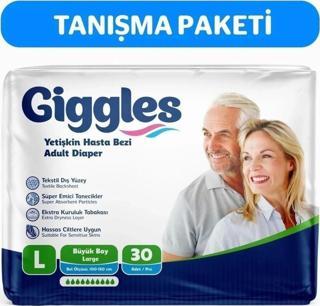 Giggles Yetişkin Bel Bağlamalı Hasta Bezi Large 30\'Lu 1 Paket 30 Adet