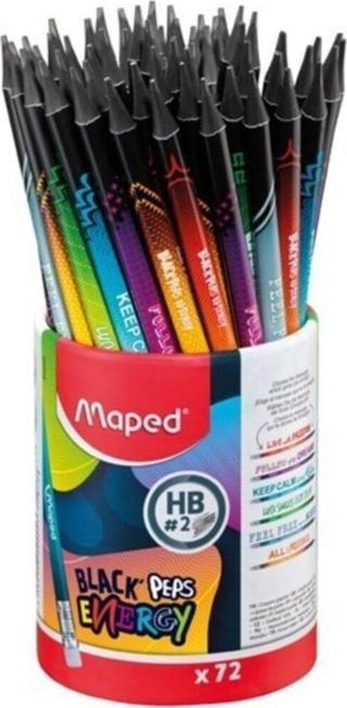 Maped Kurşun Kalem Silgili Siyah Pep S Energy Kavanoz 852002 (72 Li Paket)