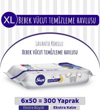 XL Lavanta Kokulu Bebek Vücut Temizleme Havlusu 6x50(300 Yaprak)