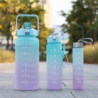 Adm Store 3 lü Set 2LT+900ML+600ML Su Matarası Su Şişesi Suluk Motivasyonel Tritan Spor Salonu Su Şişesi Suluk