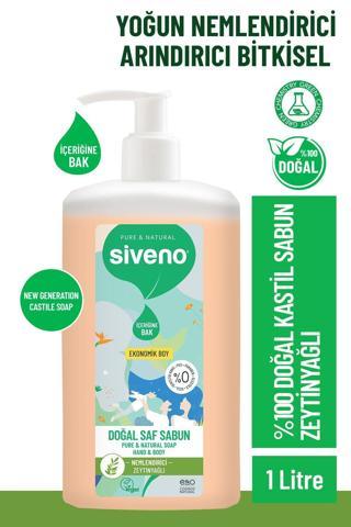 Siveno %100 Doğal Sıvı Kastil Sabun Zeytinyağlı Yoğun Nemlendirici Bitkisel Vegan 1000 ml