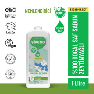 Siveno %100 Doğal Sıvı Kastil Sabun Zeytinyağlı Yoğun Nemlendirici Bitkisel Vegan 1000 ml