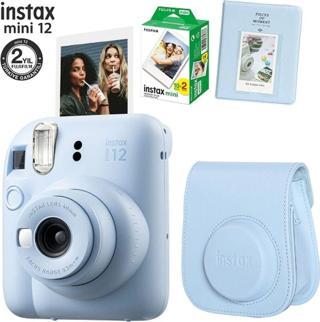 Fujifilm Instax Mini 12 Mavi Fotoğraf Makinesi 20Li Film Ve Pvc Albümlü Çantalı Seti 1