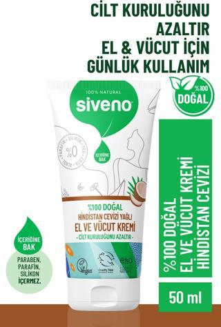 Siveno %100 Doğal El Ve Vücut Kremi Hindistan Cevizi Avokado Yoğun Nemlendirici Onarıcı Vegan 50 ml