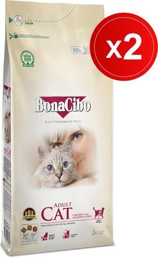 Bonacibo Adult Cat Tavuklu 2 Kg X 2'li - Tavuklu (Hamsi Ve Pirinç Eşliğinde) Yetişkin Kedi Maması