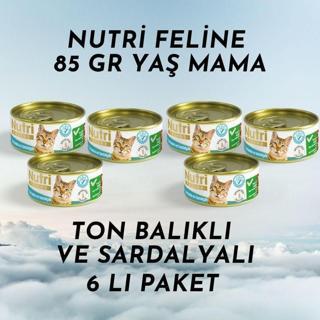 Nutri Feline Yaş Mama 85 Gr Ton Balıklı Ve Sardalyalı 6'lı Paket